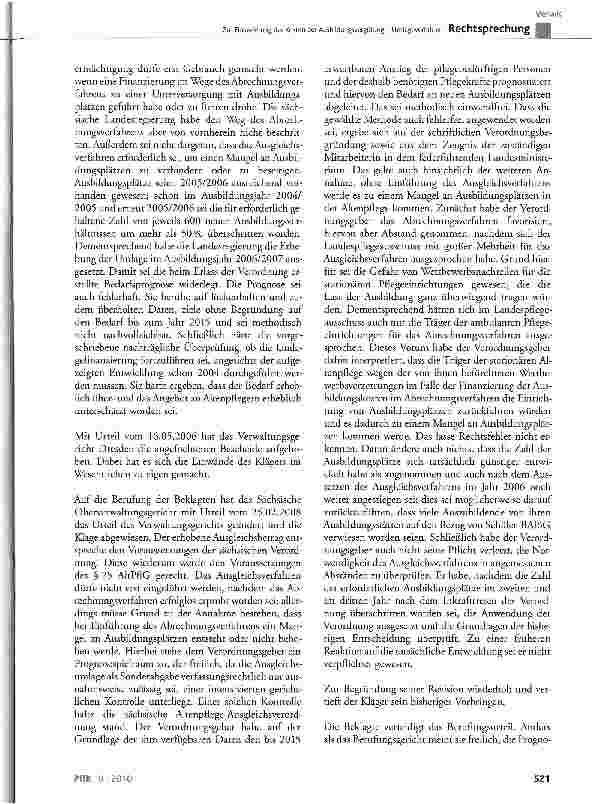 Vorschauseite 3: Zur Finanzierung der Kosten der Ausbildungsvergütung UmlageverfahrenAltPflG § 25