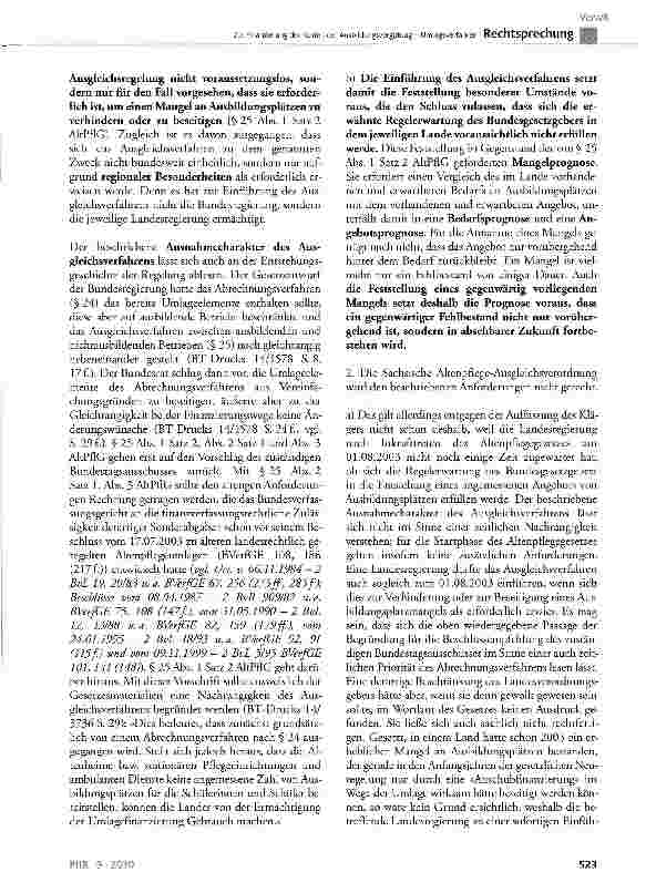 Vorschauseite 5: Zur Finanzierung der Kosten der Ausbildungsvergütung UmlageverfahrenAltPflG § 25