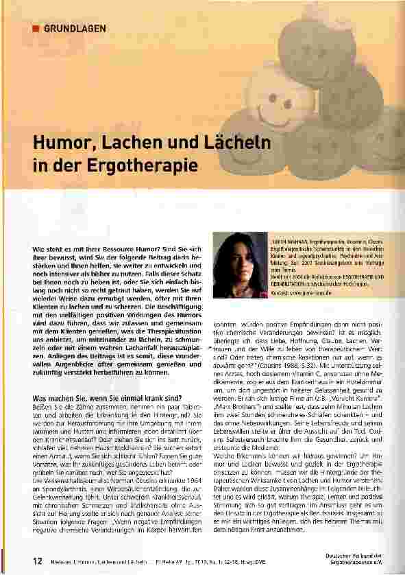 Vorschauseite 1: Humor, Lachen und Lächeln in der Ergotherapie