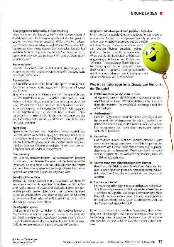 Vorschauseite 6: Humor, Lachen und Lächeln in der Ergotherapie