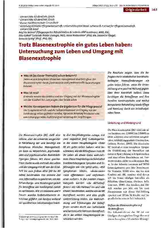 Vorschauseite 1: Trotz Blasenexstrophie ein gutes Leben haben: Untersuchung zum Leben und Umgang mit Blasenexstrophie