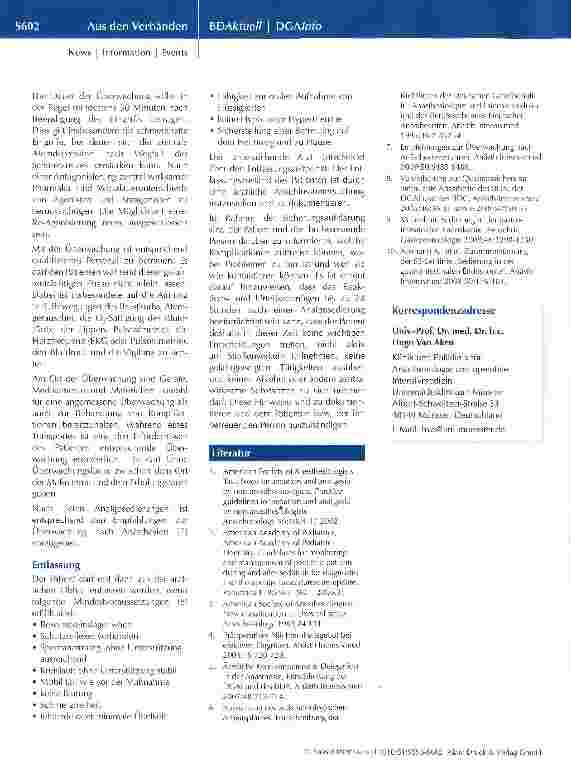 Vorschauseite 5: Analgosedierung für diagnostische und therapeutische Maßnahmen bei Erwachsenen*/**