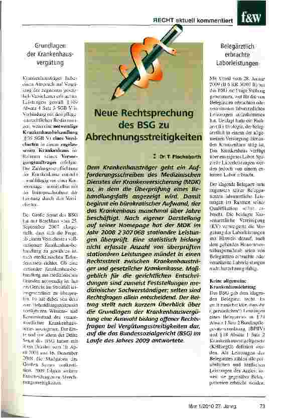 Vorschauseite 1: Neue Rechtsprechung des BSG zu Abrechnungsstreitigkeiten