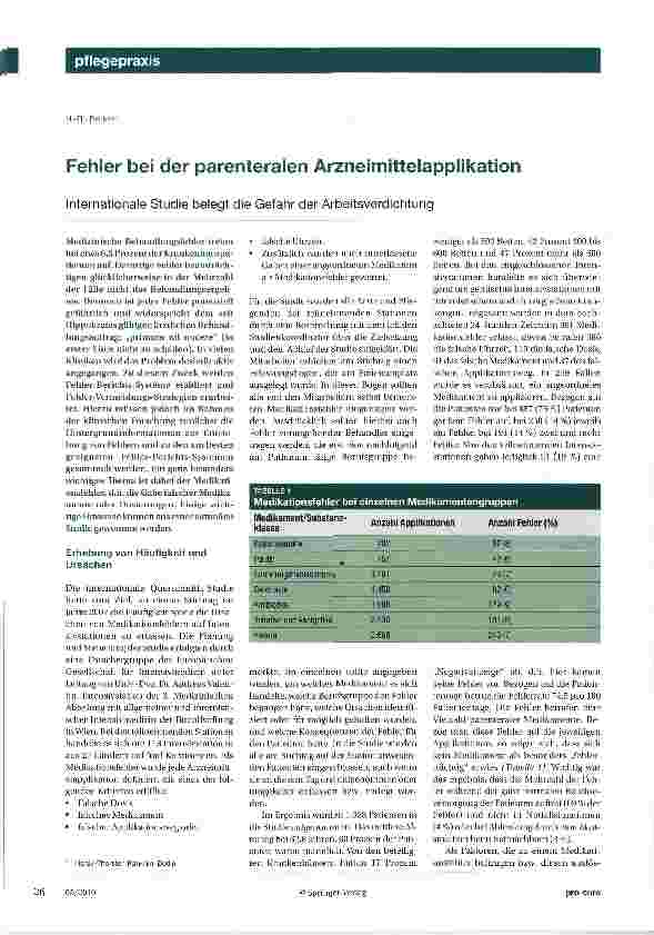 Vorschauseite 1: Fehler bei der parenteralen Arzneimittelapplikation