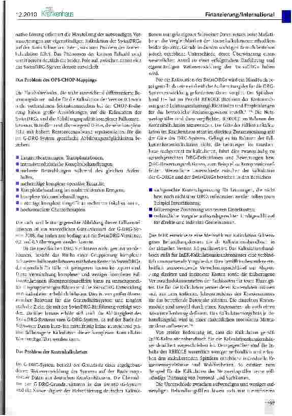 Vorschauseite 2: Die SwissDRGs - ein Zwischenbericht zur Einführung der fallpauschalierten Spitalfinanzierung auf der Grundlage deutscher DRG-Strukturen (II)
