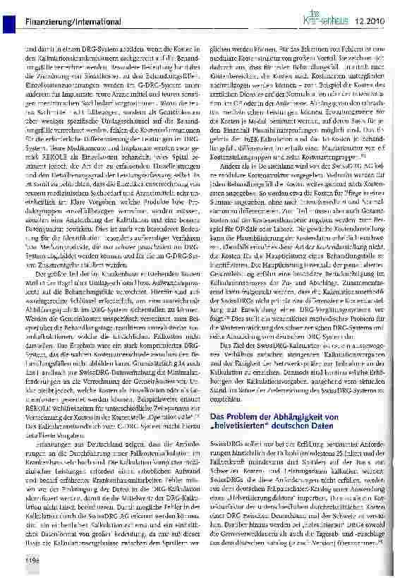 Vorschauseite 3: Die SwissDRGs - ein Zwischenbericht zur Einführung der fallpauschalierten Spitalfinanzierung auf der Grundlage deutscher DRG-Strukturen (II)