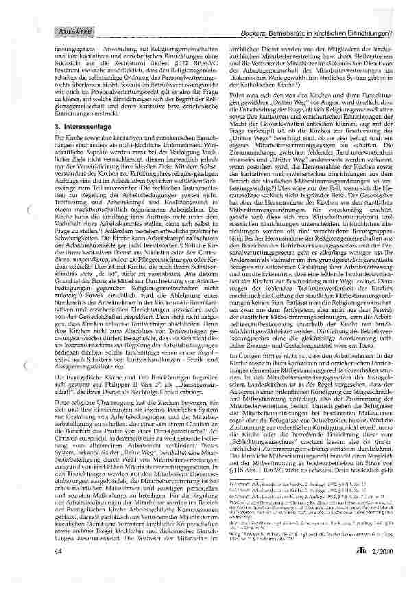 Vorschauseite 2: Errichtung von Betriebsräten in kirchlichen Einrichtungen?
