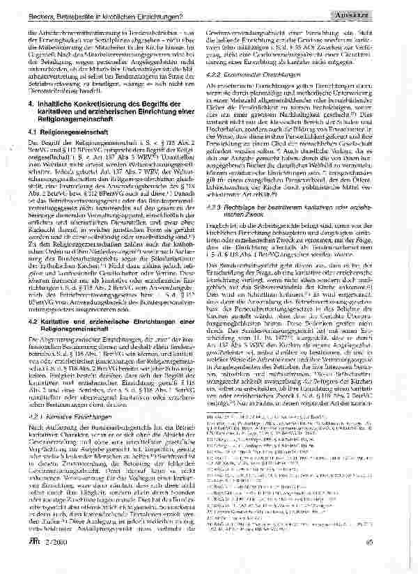 Vorschauseite 3: Errichtung von Betriebsräten in kirchlichen Einrichtungen?