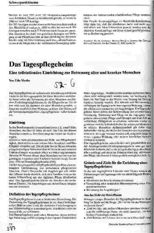 Vorschauseite 1: Das Tagespflegeheim Eine teilstationäre Einrichtung zur Betreuung Alter und Kranker