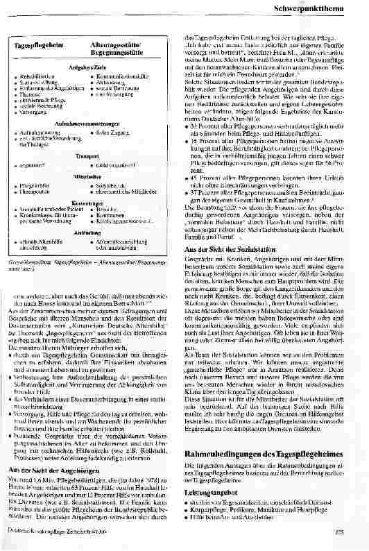 Vorschauseite 2: Das Tagespflegeheim Eine teilstationäre Einrichtung zur Betreuung Alter und Kranker
