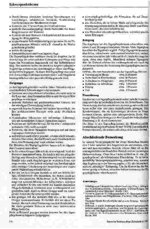 Vorschauseite 3: Das Tagespflegeheim Eine teilstationäre Einrichtung zur Betreuung Alter und Kranker