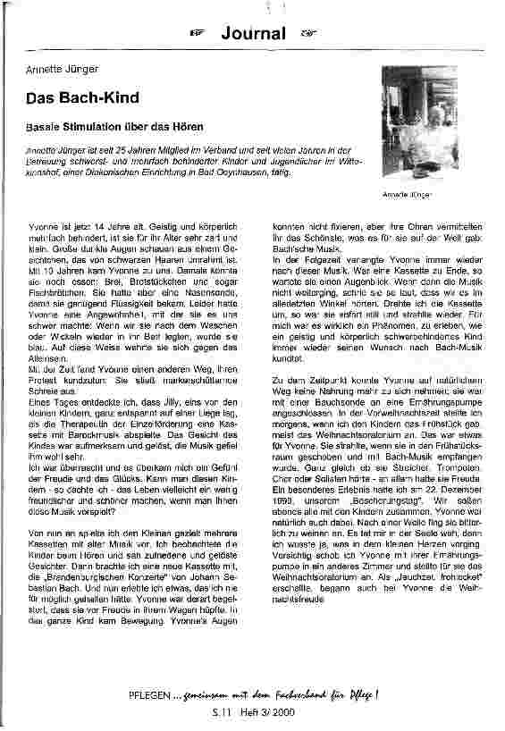 Vorschauseite 1: Das Bach-Kind Basale Stimulation über das Hören