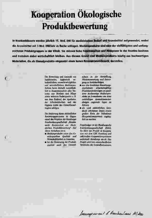 Vorschauseite 1: Kooperation Ökologische Produktbewertung Bundesweite Initiative