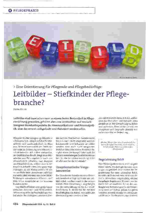 Vorschauseite 1: Leitbilder - Stiefkinder der Pflege branche?