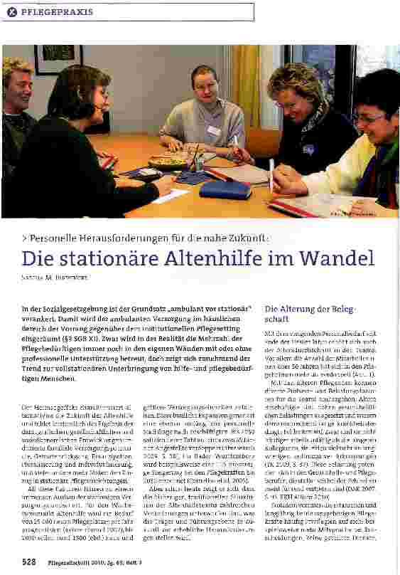 Vorschauseite 1: Die stationäre Altenhilfe im Wandel
