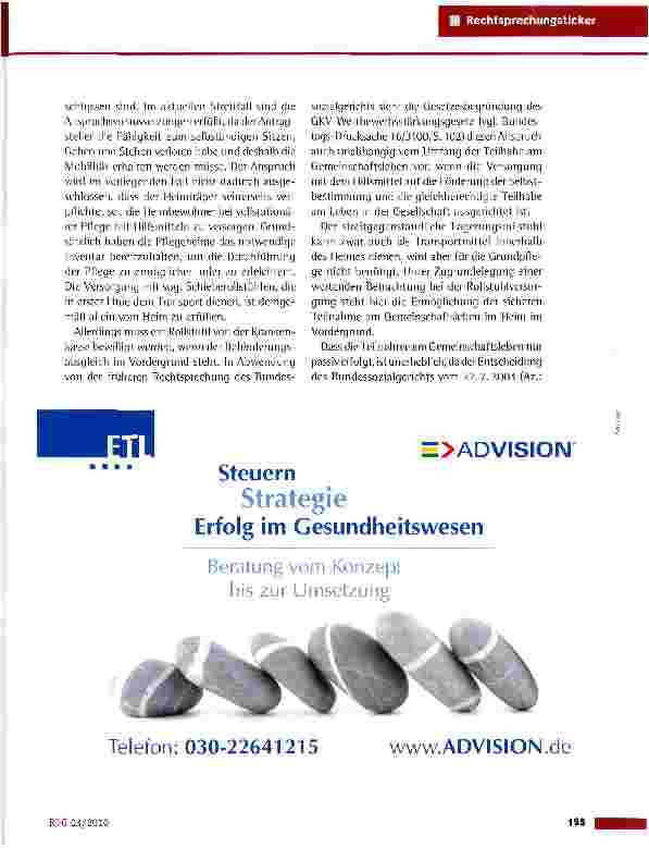 Vorschauseite 2: Anspruch eines Pflegeheimbewohners auf einen Lagerungsrollstuhl