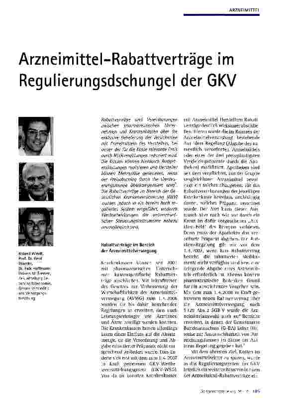 Vorschauseite 1: Arzneimittel-Rabattverträge im Regulierungsdschungel der GKV