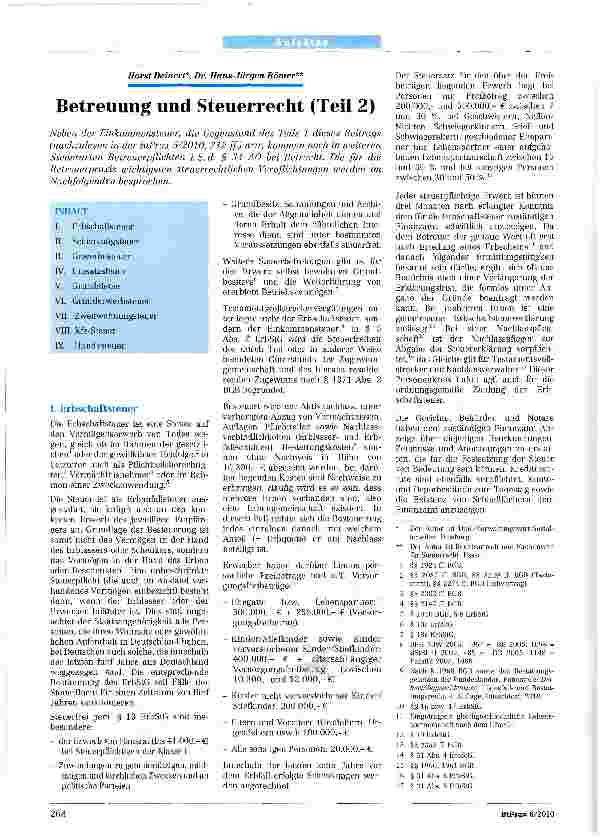 Vorschauseite 1: Betreuung und Steuerrecht (Teil 2)