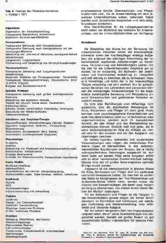 Vorschauseite 4: Über die Ausbildung von Schwestern und Pflegern in der Intensivpflege