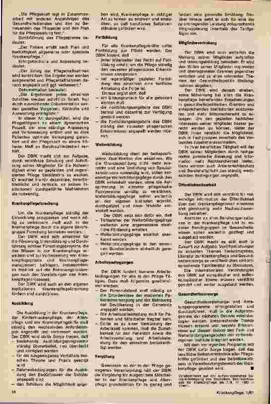 Vorschauseite 2: Das Aktionsprogamm des DBfK der 80er Jahre