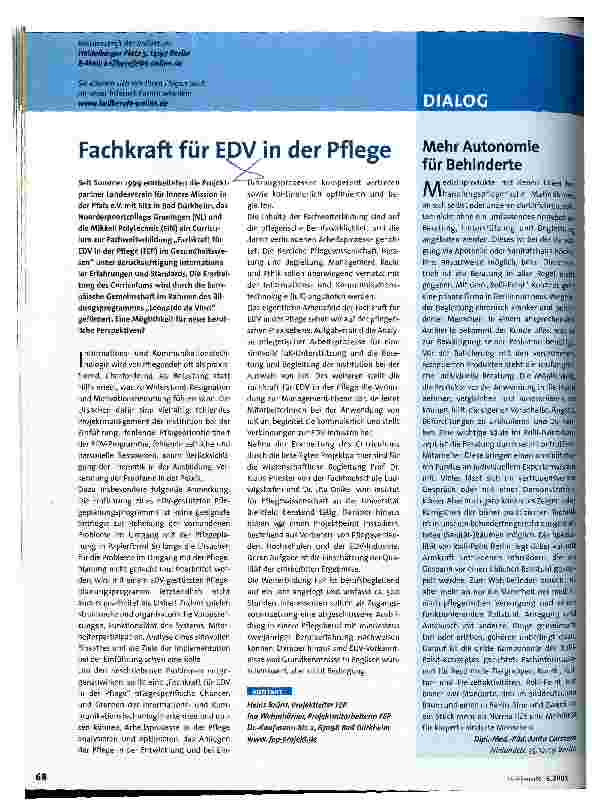 Vorschauseite 1: Fachkraft für EDV in der Pflege