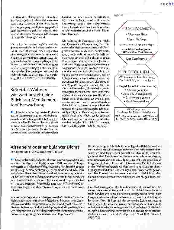 Vorschauseite 3: Allgemeines Lebensrisiko eines Heimbewohners trägt nicht das Altenheim