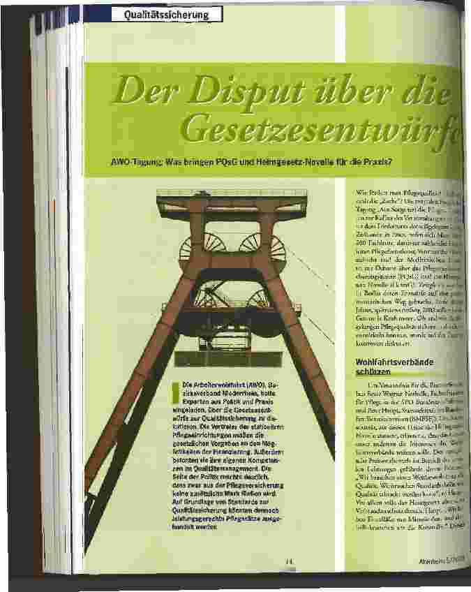 Vorschauseite 1: Der Disput über die Gesetzesentwürfe AWO-Tagung: was bringen PQsG und Heimgesetz-Novelle für die Praxis?
