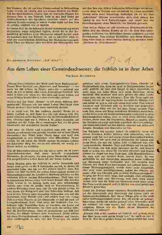 Vorschauseite 1: Aus dem Leben einer Gemeindeschwester, die fröhlich ist in ihrer Arbeit