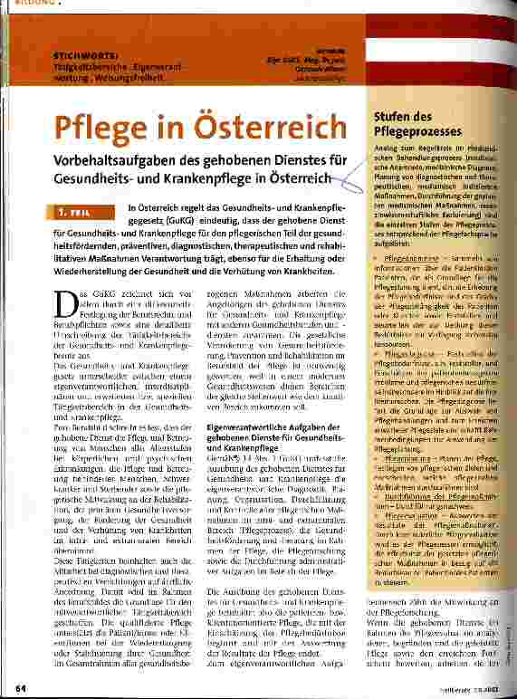 Vorschauseite 1: Pflege in Österreich