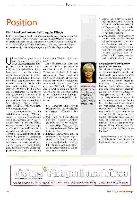 Vorschauseite 1: Position Fünf-Punkte-Plan zur Rettung der Pflege