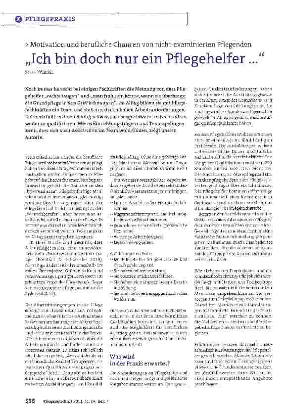 Vorschauseite 1: „Ich bin doch nur ein Pflegehelfer...