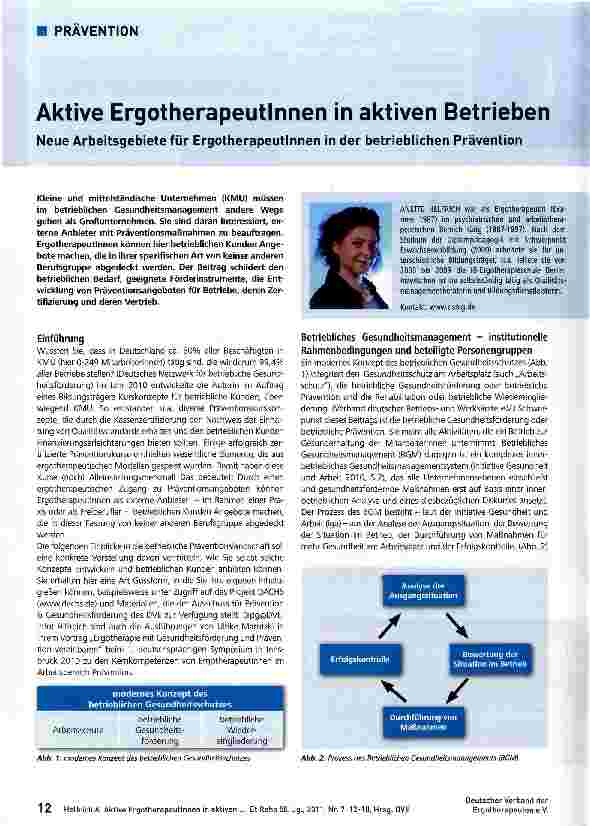Vorschauseite 1: Aktive Ergotherapeutinnen in aktiven Betrieben