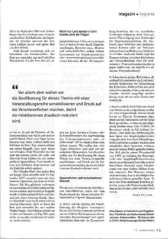 Vorschauseite 2: Spitalinfektionsrate kann um einen Drittel reduziert werden