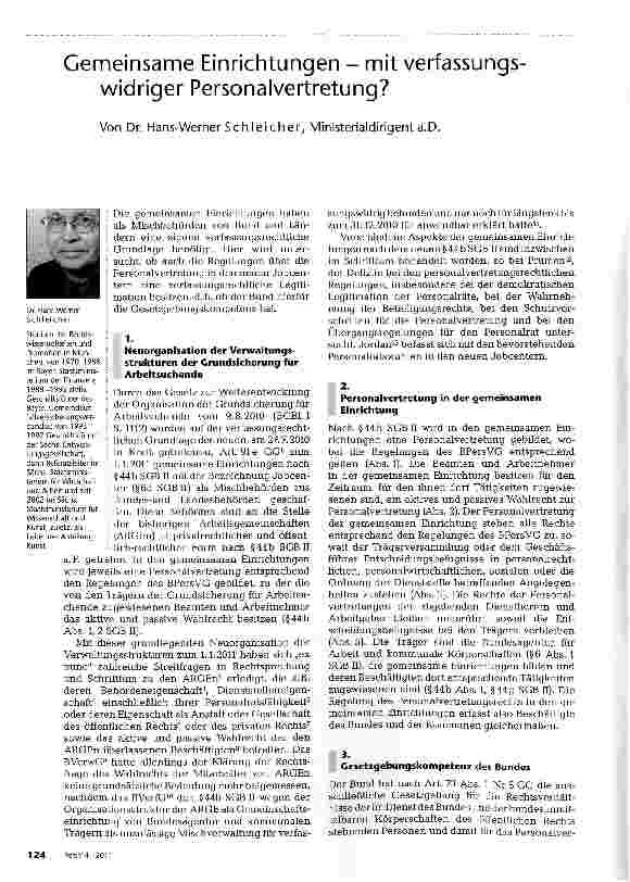 Vorschauseite 1: Gemeinsame Einrichtungen - mit verfassungswidriger Personalvertretung?