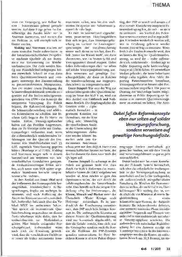 Vorschauseite 2: Oualitätsmanagement im Gesundheitswesen: der weite Weg der Evidenzbasierung in der Versorgungsforschung