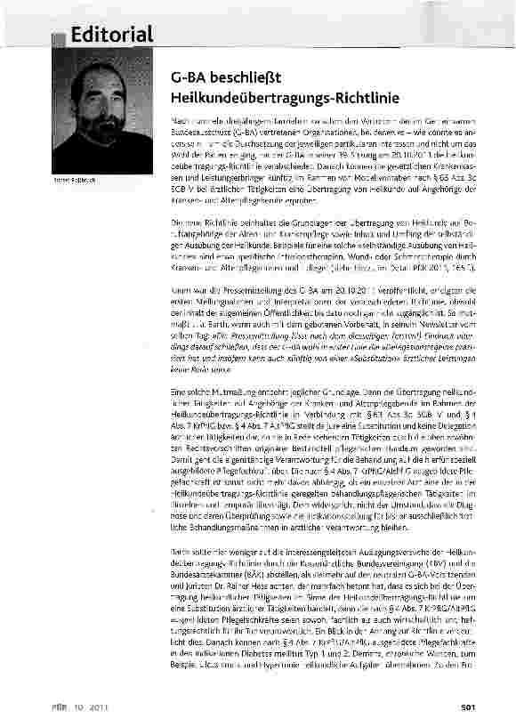 Vorschauseite 1: G-BA beschließt Heilkundeübertragungs-Richtlinie