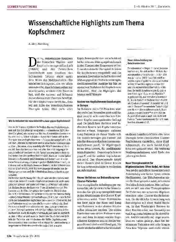 Vorschauseite 1: Wissenschaftliche Highlights zum Thema Kopfschmerz