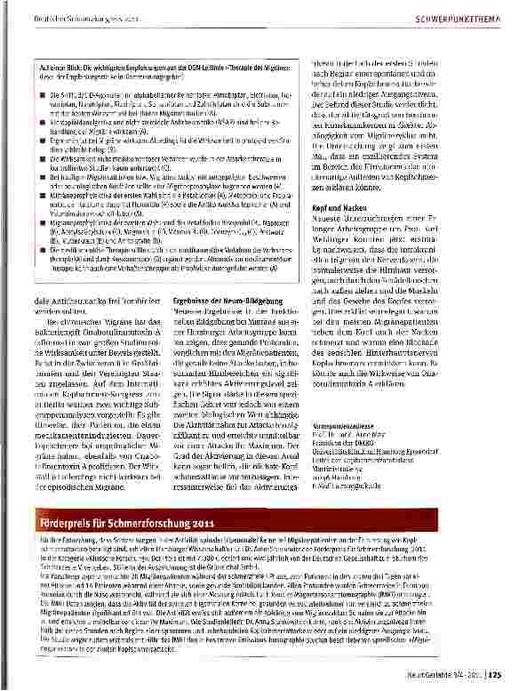 Vorschauseite 2: Wissenschaftliche Highlights zum Thema Kopfschmerz
