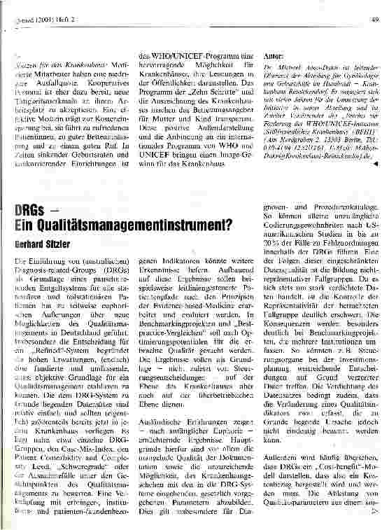 Vorschauseite 1: DRGs - Ein Qualitätsmanagementinstrument?