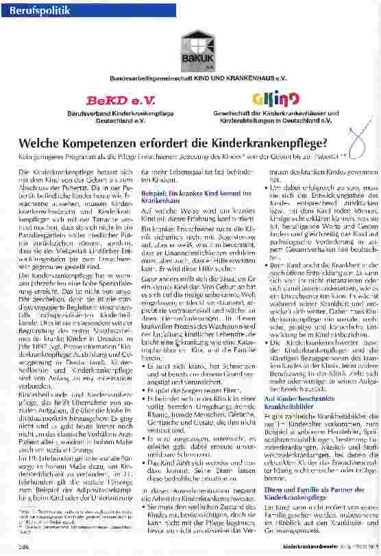 Vorschauseite 1: Welche Kompetenzen erfordert die Kinderkrankenpflege?