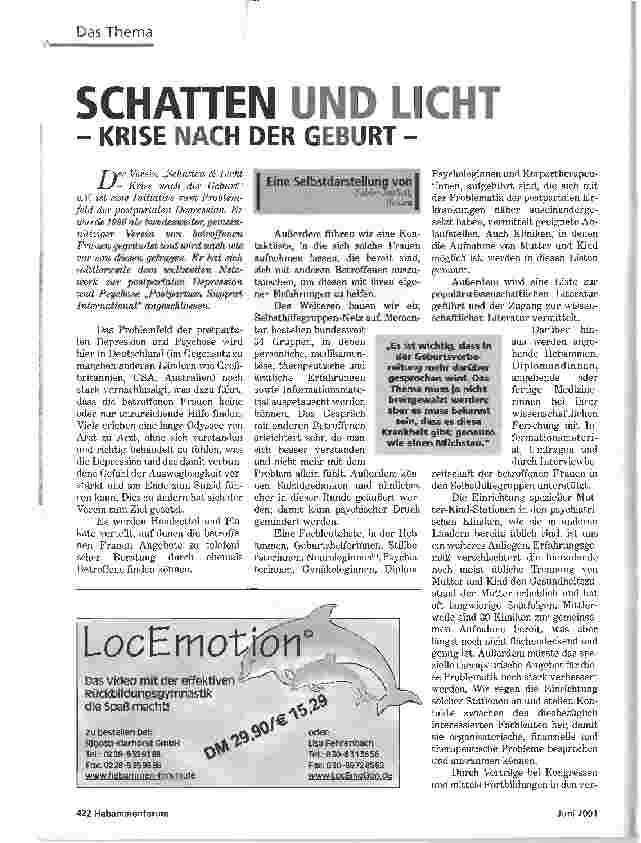 Vorschauseite 1: SCHATTEN UND LICHT- KRISE NACH DER GEBURT -
