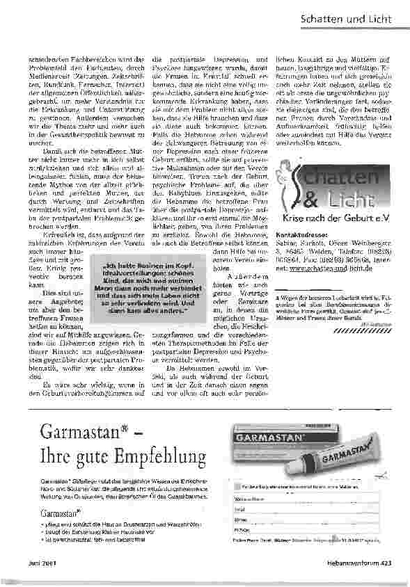 Vorschauseite 2: SCHATTEN UND LICHT- KRISE NACH DER GEBURT -