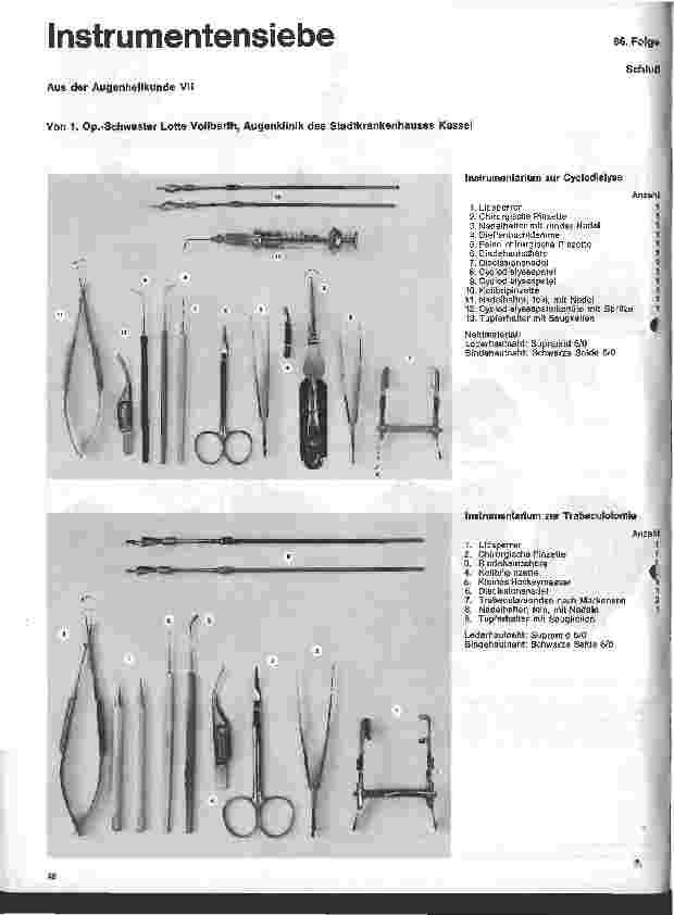 Vorschauseite 1: Instrumentensiebe Aus der Augenheilkunde VII 86. Folge