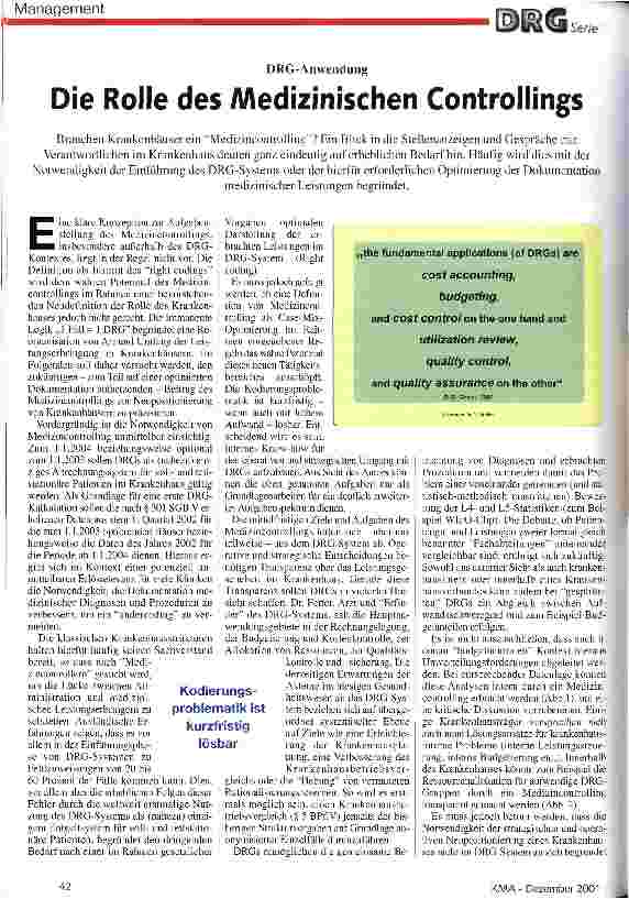 Vorschauseite 1: Die Rolle des Medizinischen Controllings