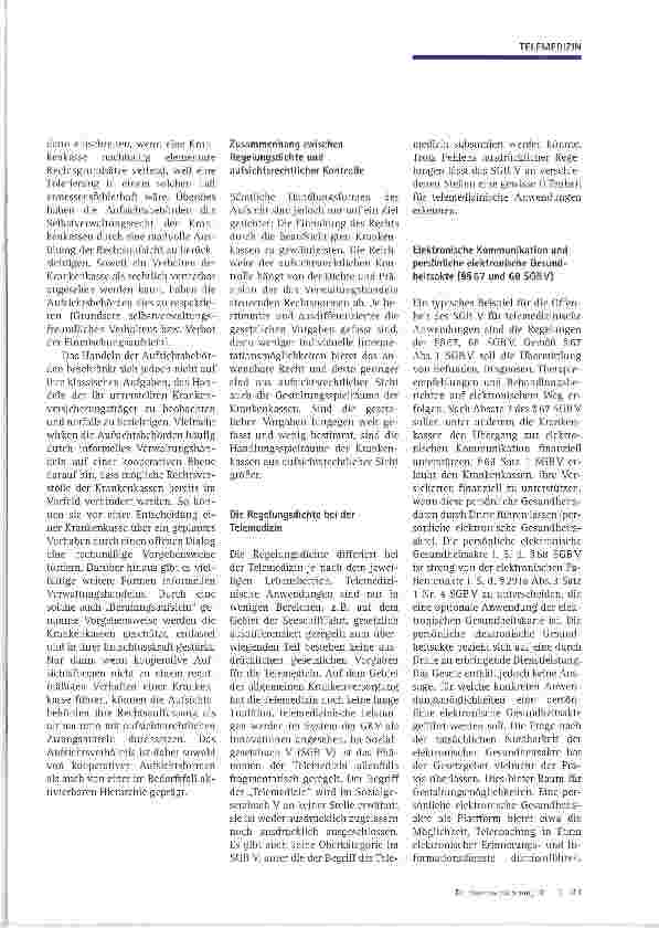 Vorschauseite 2: Telemedizin in der GKVGestaltungsmöglichkeiten der Krankenkassen und aufsichtsrechtliche Grenzen