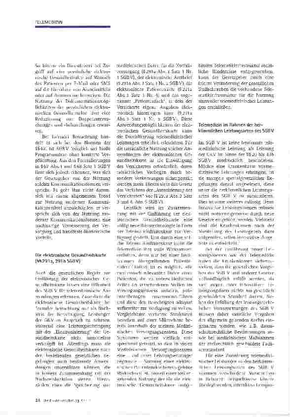 Vorschauseite 3: Telemedizin in der GKVGestaltungsmöglichkeiten der Krankenkassen und aufsichtsrechtliche Grenzen