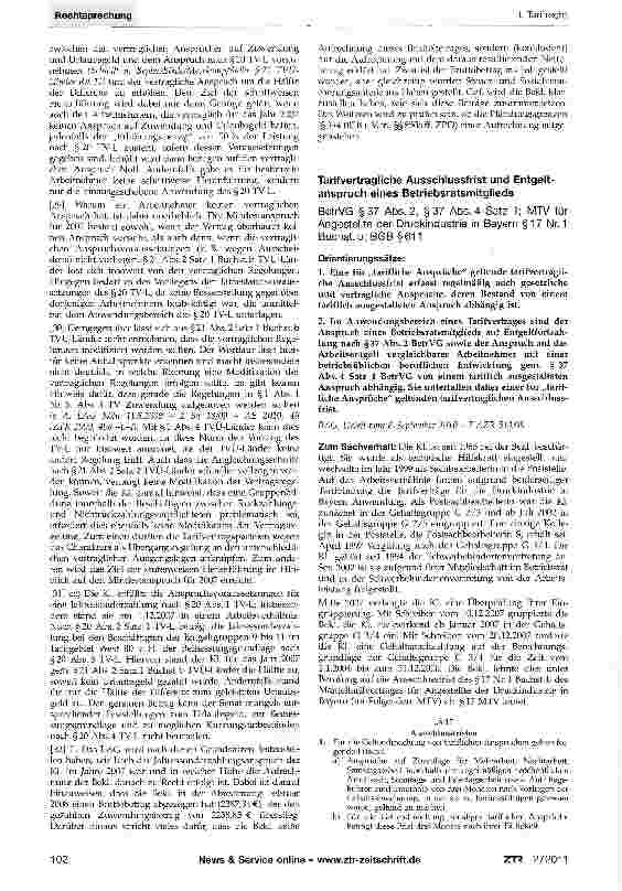 Vorschauseite 4: Rückzahlung einer Zuwendung - Übergangsrecht TVÜ-Länder 2007TVÜ-Länder§1 Abs. 4, §2 Abs. 1, §21 Abs.2;TV-L §20, Protokollerklärung Nr. 2 zu §20 TV-L; Tarifvertrag über eine Zuwend…