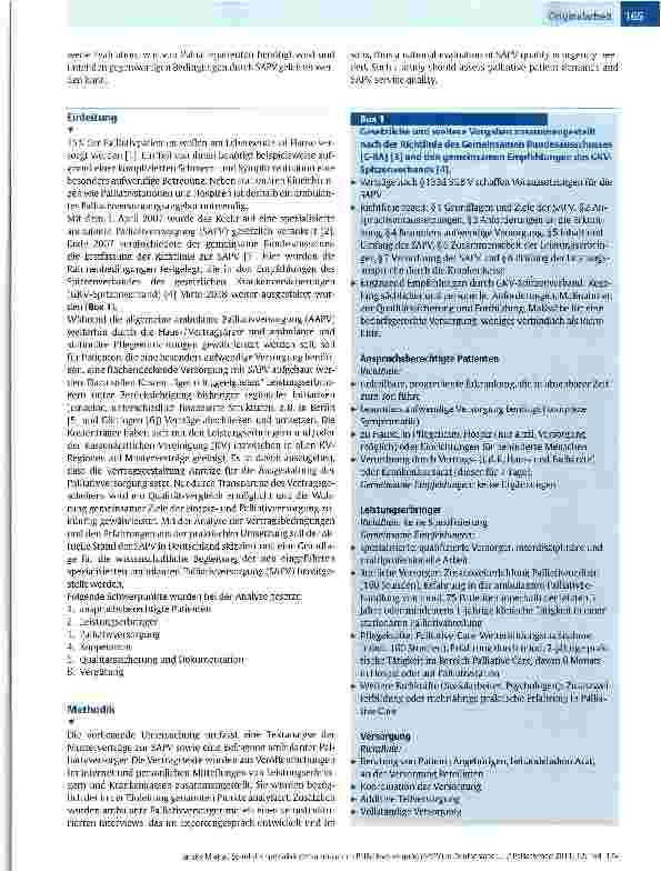 Vorschauseite 2: Stand der spezialisierten ambulanten Palliativversorgung (SAPV) in Deutschland -Verträge und Erfahrungen