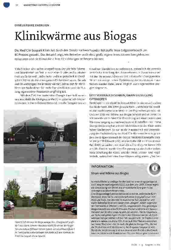 Vorschauseite 1: Klinikwärme aus Biogas