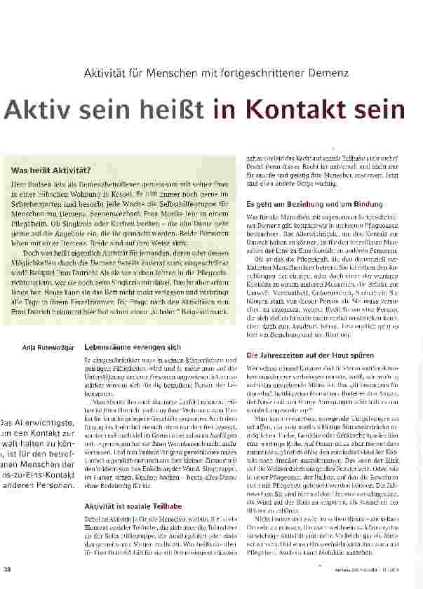 Vorschauseite 1: Aktiv sein heißt in Kontakt sein